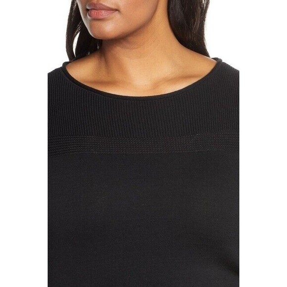 Caslon Bishop Sleeve Sweater Top Size L Tunic Cotton Blend Black EUC B59 - Picture 6 of 6